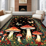 Ultra Soft Area Rug, Non Slip, Stain Resistant, Washable Area Rugs for Living Room, Bedroom, Charming Moth Graphic Accents(Black)