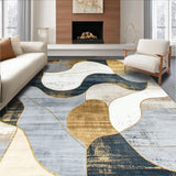 Ultra Soft Area Rug, Non Slip, Stain Resistant, Washable Area Rugs for Living Room, Bedroom, Elegant Abstract Gold and Grey Motif(Gray)