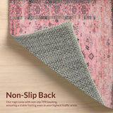 Ultra Soft Area Rug, Non Slip, Stain Resistant, Washable Area Rugs for Living Room, Bedroom, Artistic Earthy Toned Floral Design(Pink)