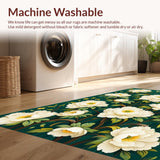 Ultra Soft Area Rug, Non Slip, Stain Resistant, Washable Area Rugs for Living Room, Bedroom, Delicate Floral Charm and Grace(White)