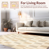 Ultra Soft Area Rug, Non Slip, Stain Resistant, Washable Area Rugs for Living Room, Bedroom, Eclectic Checkered Area with Vintage Beige Squares and Subtle Accent Shapes(Beige)