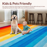 Ultra Soft Area Rug, Non Slip, Stain Resistant, Washable Area Rugs for Living Room, Bedroom, Artistic Contemporary Rainbow Flow(Orange)