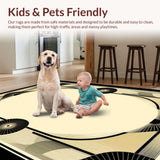 Athens Art Deco Area Geometric Border Black And Beige Tone(Beige)