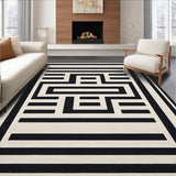 Ultra Soft Area Rug, Non Slip, Stain Resistant, Washable Area Rugs for Living Room, Bedroom, Contemporary Abstract Lattice Aesthetic(Black)