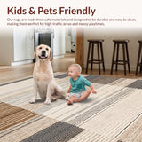 Ultra Soft Area Rug, Non Slip, Stain Resistant, Washable Area Rugs for Living Room, Bedroom, Chic Layered Design with Fringe(Beige)