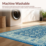 Ultra Soft Area Rug, Non Slip, Stain Resistant, Washable Area Rugs for Living Room, Bedroom, Sophisticated Minimalist Diamond Layout(Blue)