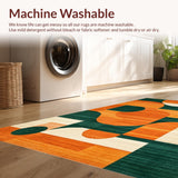 Ultra Soft Area Rug, Non Slip, Stain Resistant, Washable Area Rugs for Living Room, Bedroom, Playful Contemporary Geometric Fusion(Orange)