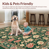 Ultra Soft Area Rug, Non Slip, Stain Resistant, Washable Area Rugs for Living Room, Bedroom, Rustic Nature-Inspired Textile(Green)
