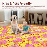 Ultra Soft Area Rug, Non Slip, Stain Resistant, Washable Area Rugs for Living Room, Bedroom, Playful Shaggy Orange Pattern(Yellow)