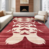 Ultra Soft Area Rug, Non Slip, Stain Resistant, Washable Area Rugs for Living Room, Bedroom, Vintage Tiger Ethnic Aesthetic(Red)