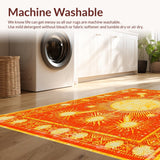 Ultra Soft Area Rug, Non Slip, Stain Resistant, Washable Area Rugs for Living Room, Bedroom, Vibrant Sunburst Abstract Design(Orange)
