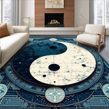 Ultra Soft Area Rug, Non Slip, Stain Resistant, Washable Area Rugs for Living Room, Bedroom, Trigram Design Bedroom Soft Plush Area Mat(Black)