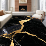 Ultra Soft Area Rug, Non Slip, Stain Resistant, Washable Area Rugs for Living Room, Bedroom, Marble Pattern Bedroom Area Rug Non-Shedding(Black)
