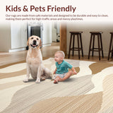 Ultra Soft Area Rug, Non Slip, Stain Resistant, Washable Area Rugs for Living Room, Bedroom, Whimsical Scalloped Neutral Tones(Beige)