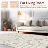 Checkered Midcentury Minimalist Area Beige Cream Hues(Beige)