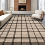 Ultra Soft Area Rug, Non Slip, Stain Resistant, Washable Area Rugs for Living Room, Bedroom, Stylish Plaid Earthy Vibes(Beige)