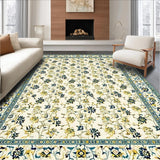 Ultra Soft Area Rug, Non Slip, Stain Resistant, Washable Area Rugs for Living Room, Bedroom, Chic Floral Modern Aesthetic(Ivory)