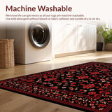 Ultra Soft Area Rug, Non Slip, Stain Resistant, Washable Area Rugs for Living Room, Bedroom, Lush Traditional Black and Burgundy(Black)