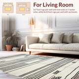 Ultra Soft Area Rug, Non Slip, Stain Resistant, Washable Area Rugs for Living Room, Bedroom, Rustic Minimalist Diamond Pattern(White)