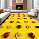 Ultra Soft Area Rug, Non Slip, Stain Resistant, Washable Area Rugs for Living Room, Bedroom, Yellow Fruit-Themed Bedroom Water Absorbent Mat(Yellow)