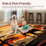 Ultra Soft Area Rug, Non Slip, Stain Resistant, Washable Area Rugs for Living Room, Bedroom, Cultural Wildlife Art Inspiration(Orange)