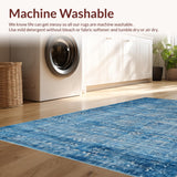 Ultra Soft Area Rug, Non Slip, Stain Resistant, Washable Area Rugs for Living Room, Bedroom, Chic Bow Accent Rug with Soft Blue Tones and Elegant Curved Lines Design(Blue)