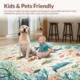 Ultra Soft Area Rug, Non Slip, Stain Resistant, Washable Area Rugs for Living Room, Bedroom, Underwater Explorer Rug Sea Animal Pattern Carpet for Children(Blue)