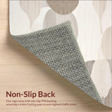 Contemporary Ivory Beige Area with Fluid Abstract Wave and Circle Motifs(Beige)