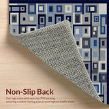 Ultra Soft Area Rug, Non Slip, Stain Resistant, Washable Area Rugs for Living Room, Bedroom, Sleek Abstract Blue Pattern(Gray)