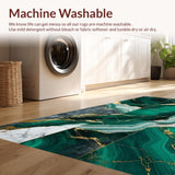 Ultra Soft Area Rug, Non Slip, Stain Resistant, Washable Area Rugs for Living Room, Bedroom, Luxe Gold Marble Aesthetic Fusion(Green)