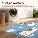 Ultra Soft Area Rug, Non Slip, Stain Resistant, Washable Area Rugs for Living Room, Bedroom, Quaint Farmhouse Animal Imagery(Blue)