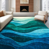Ultra Soft Area Rug, Non Slip, Stain Resistant, Washable Area Rugs for Living Room, Bedroom, Modern抽象 Area Abstract Wave(Blue)