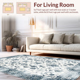 Ultra Soft Area Rug, Non Slip, Stain Resistant, Washable Area Rugs for Living Room, Bedroom, Artful Distressed Geometric Aesthetic(White)