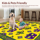 Ultra Soft Area Rug, Non Slip, Stain Resistant, Washable Area Rugs for Living Room, Bedroom, Whimsical Festive Color Palette(Yellow)