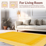 Ultra Soft Area Rug, Non Slip, Stain Resistant, Washable Area Rugs for Living Room, Bedroom, Warm Fluffy Retro Fusion(Yellow)