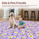 Ultra Soft Area Rug, Non Slip, Stain Resistant, Washable Area Rugs for Living Room, Bedroom, Sunny Whimsical Flower Burst(Purple)