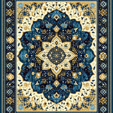 Ultra Soft Area Rug, Non Slip, Stain Resistant, Washable Area Rugs for Living Room, Bedroom, Boho Style Beige Abstract(Blue)