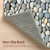 Ultra Soft Area Rug, Non Slip, Stain Resistant, Washable Area Rugs for Living Room, Bedroom, Trendy Bathroom Stone with Grey and Beige Pebble Design(Gray)