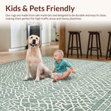 Ultra Soft Area Rug, Non Slip, Stain Resistant, Washable Area Rugs for Living Room, Bedroom, Rustic Geometric Layered Textures(Beige)