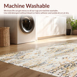 Ultra Soft Area Rug, Non Slip, Stain Resistant, Washable Area Rugs for Living Room, Bedroom, Margot Antique Neutral Ivory Area With Boho Inspired(Beige)
