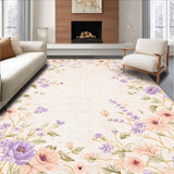 Ultra Soft Area Rug, Non Slip, Stain Resistant, Washable Area Rugs for Living Room, Bedroom, Beige Floral Throw Low Pile Spring Vibrant(Beige)