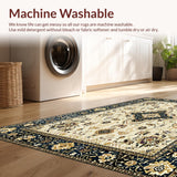 Ultra Soft Area Rug, Non Slip, Stain Resistant, Washable Area Rugs for Living Room, Bedroom, Rustic Neutral Earthy Motif(Ivory)