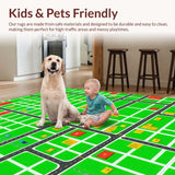 Ultra Soft Area Rug, Non Slip, Stain Resistant, Washable Area Rugs for Living Room, Bedroom, Vibrant Interactive City Map Visual(Green)