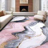 Ultra Soft Area Rug, Non Slip, Stain Resistant, Washable Area Rugs for Living Room, Bedroom, Modern Marble Texture with Subtle Hues(Pink)
