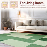 Ultra Soft Area Rug, Non Slip, Stain Resistant, Washable Area Rugs for Living Room, Bedroom, Abstract Low Pile Pet-Friendly Area Carpet(Green)