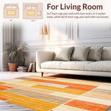 Ultra Soft Area Rug, Non Slip, Stain Resistant, Washable Area Rugs for Living Room, Bedroom, Abstract Art with Beige Orange Gold Tones(Yellow)