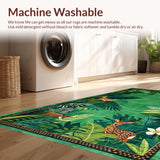 Ultra Soft Area Rug, Non Slip, Stain Resistant, Washable Area Rugs for Living Room, Bedroom, Vibrant Eco-Friendly Creature Motif(Green)