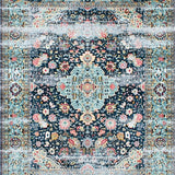 Distressed Retro Botanical Motif(Blue)