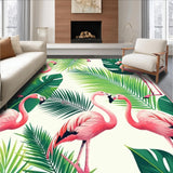 Ultra Soft Area Rug, Non Slip, Stain Resistant, Washable Area Rugs for Living Room, Bedroom, Chic Coastal Flamingo Print Style(White)