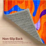 Ultra Soft Area Rug, Non Slip, Stain Resistant, Washable Area Rugs for Living Room, Bedroom, Radiant Retro Wave Composition(Orange)